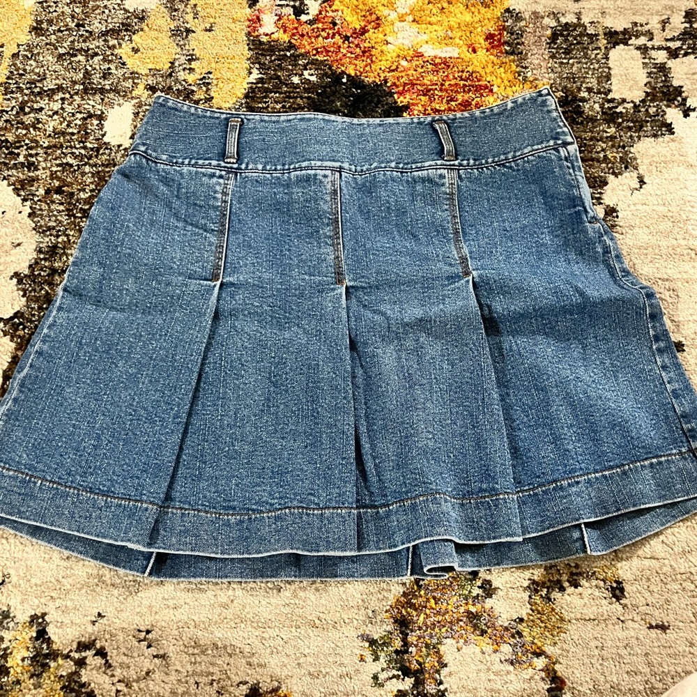 Pleated Denim mini skirt
